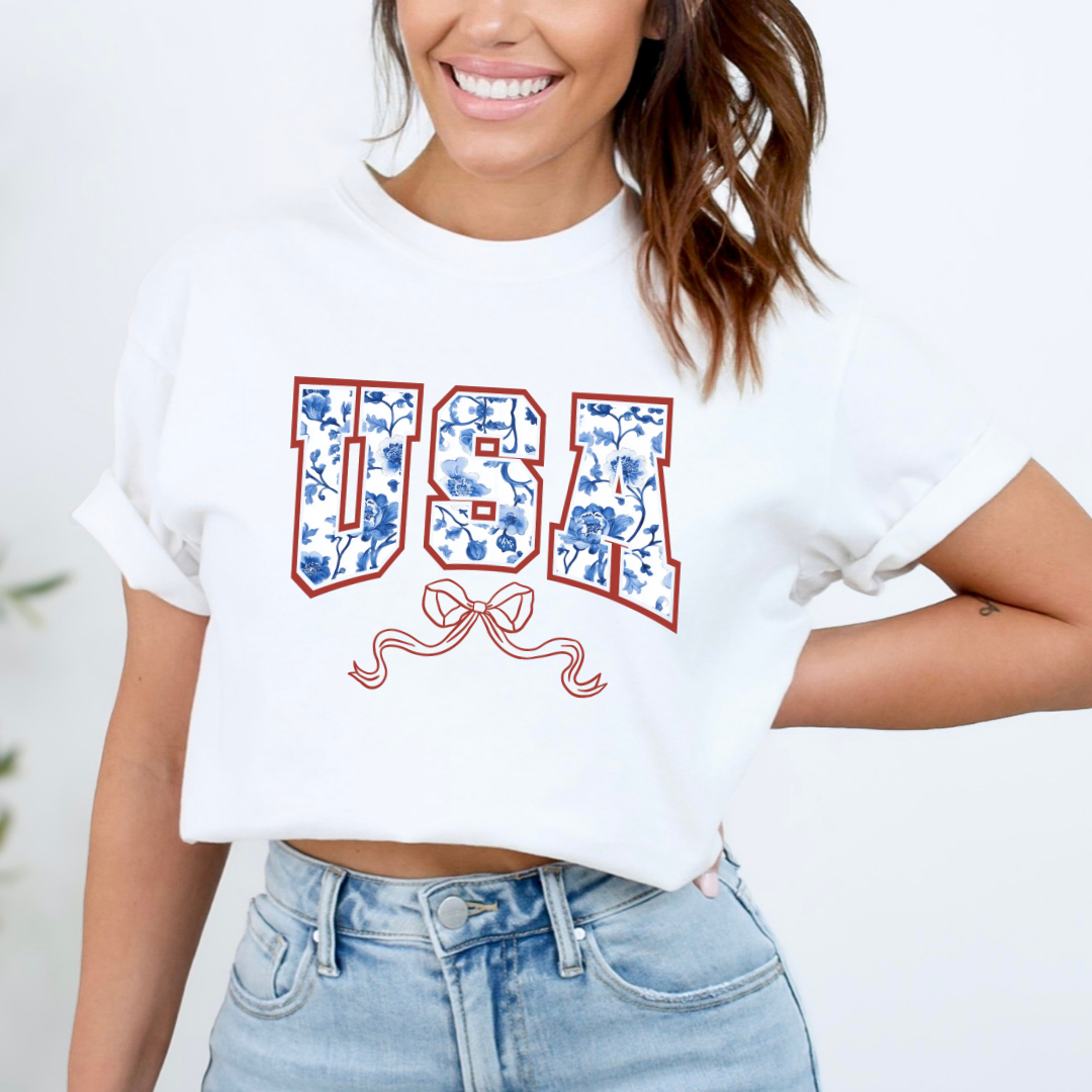 USA Floral Bow T-Shirt