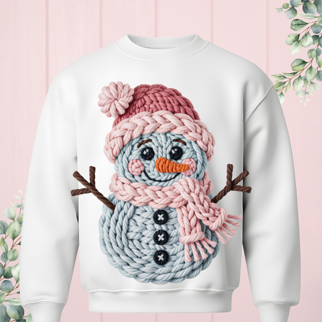 Faux Yarn Snowman Crewneck