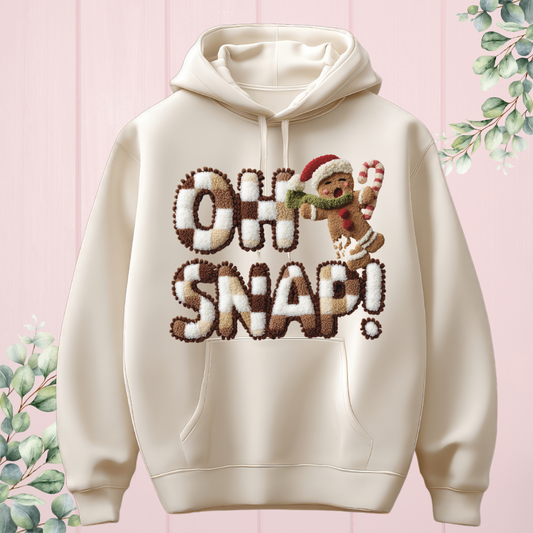 Beige Faux Yarn "Oh Snap" Gingerbread Hoodie