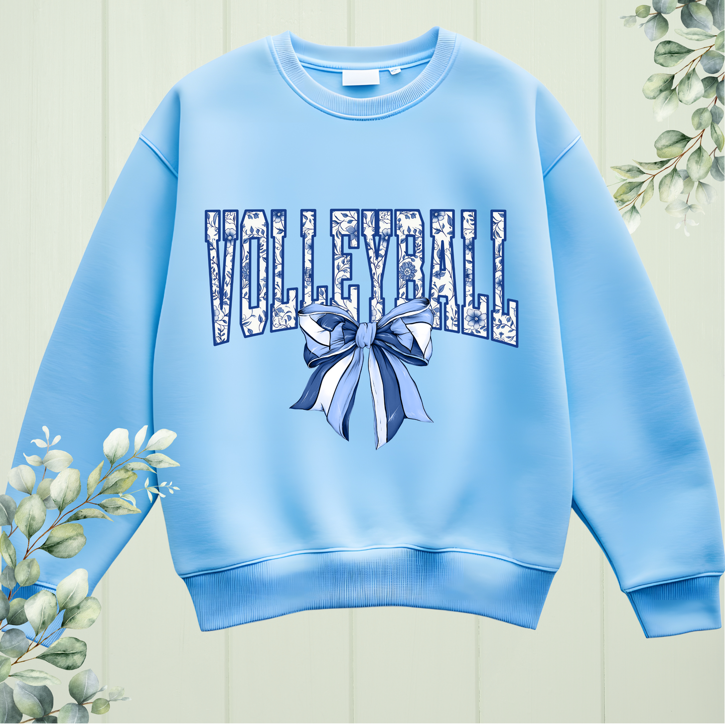 Blue Floral Volleyball Crewneck