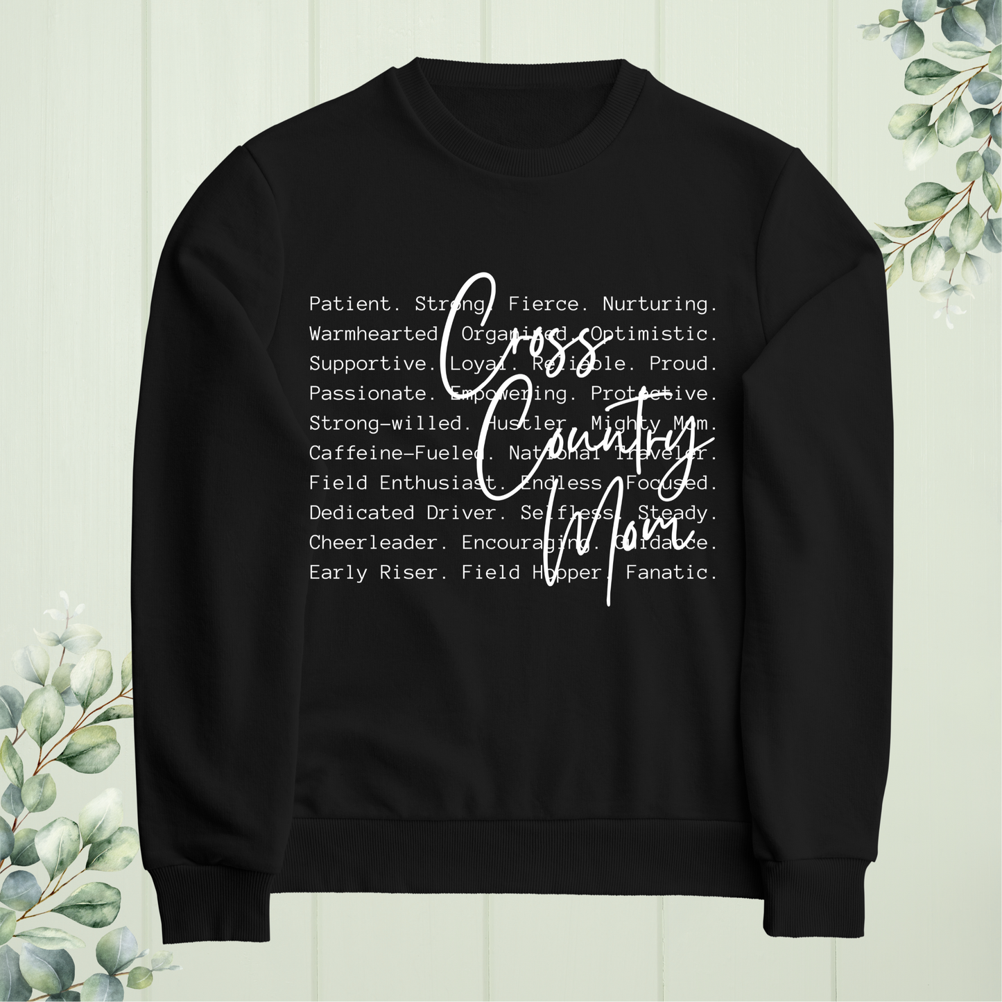 Cross Country Mom Text Overlay Crewneck