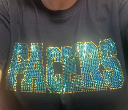 Turquoise and Yellow Pacers Spangle T-Shirt